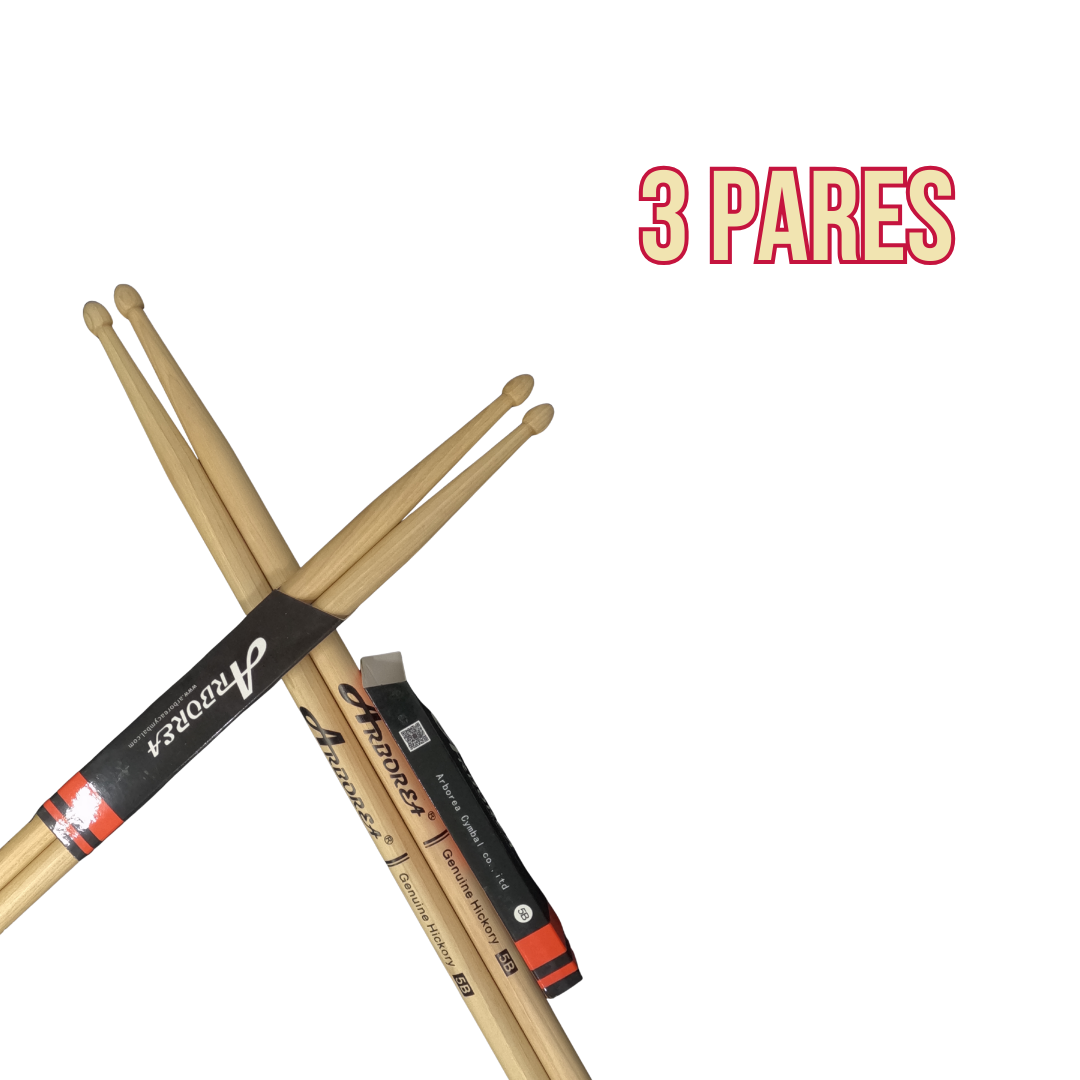 Paquete de 3 pares Baquetas Arborea Genuine Hickory