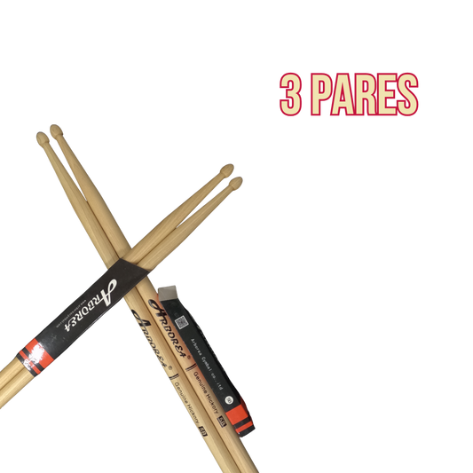 Paquete de 3 pares Baquetas Arborea Genuine Hickory